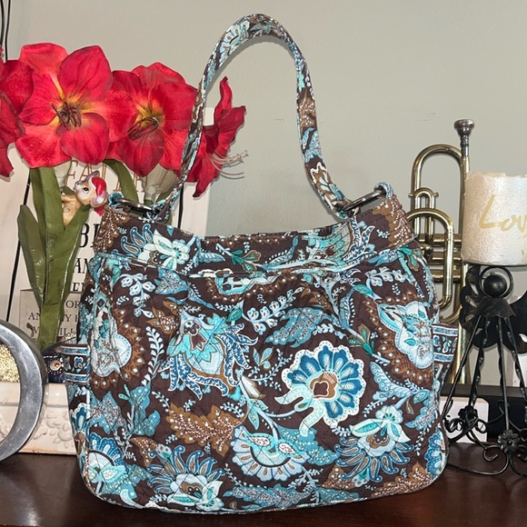Vera Bradley Java Blue (Retired Pattern) Fabric Shoulder Bag Reversible Washable - Picture 1 of 12